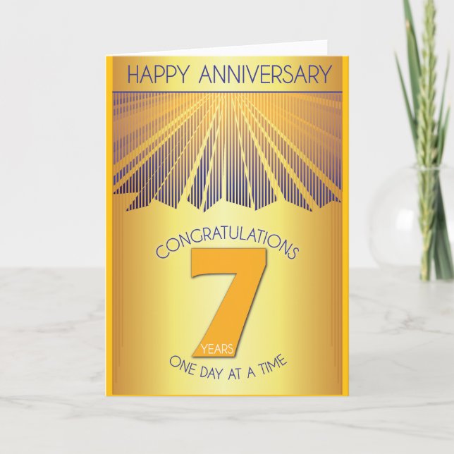 7 Year Sober Anniversary | Golden Ray 12 Step  Karte (Vorderseite)