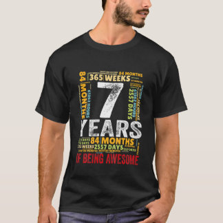 7 Years Old 7Th Birthday Being Awesome Months T-Shirt