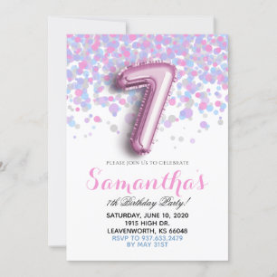 7e anniversaire Confetti Invitation