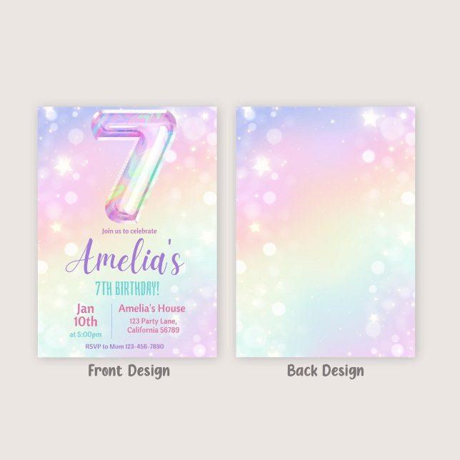 7e anniversaire Invitation Girl 7e anniversaire Fê (Créateur téléchargé)
