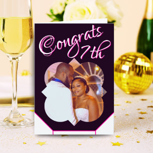 7e anniversaire Mariage Carte photo noir blanc
