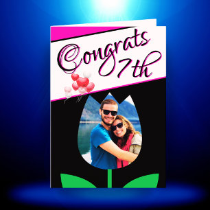 7e anniversaire Mariage Carte photo noir blanc