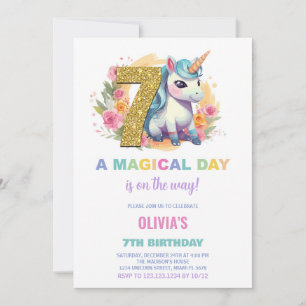 7e anniversaire Unicorn Anniversaire Invitations