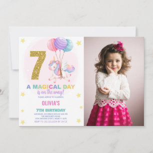 7e anniversaire Unicorn Birthday Invitations photo