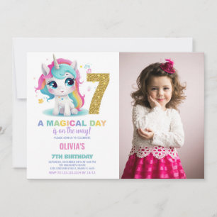 7e anniversaire Unicorn Birthday Invitations photo