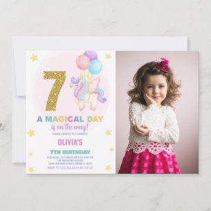 7e anniversaire Unicorn Birthday Invitations photo