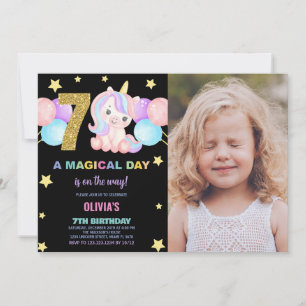 7e anniversaire Unicorn Birthday Invitations photo