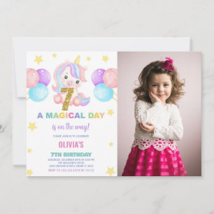 7e anniversaire Unicorn Birthday Invitations photo