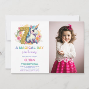 7e anniversaire Unicorn Birthday Invitations photo