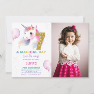 7e anniversaire Unicorn Birthday Invitations photo