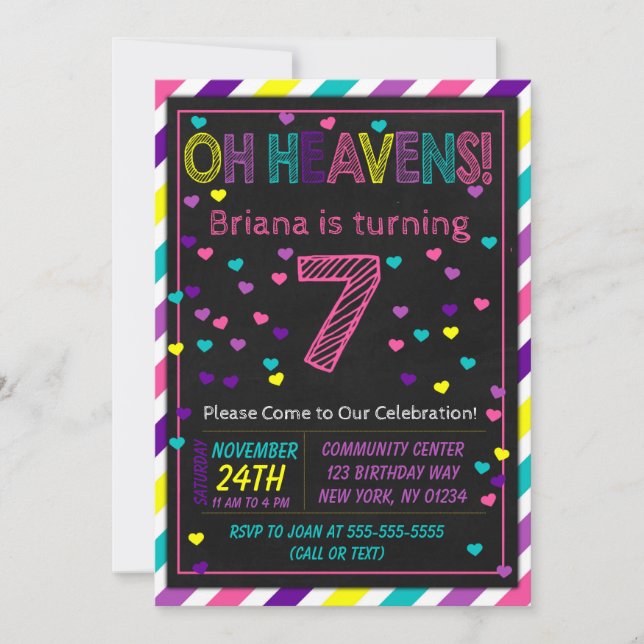7e Invitation anniversaire pour une fête d'anniver (Devant)