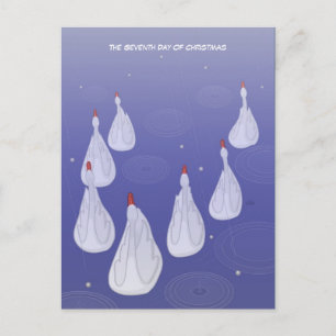 7e jour de Noël (7 cygnes nage) Carte postale