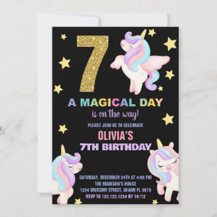 7e Rainbow Unicorn Invitations Anniversaire Vol