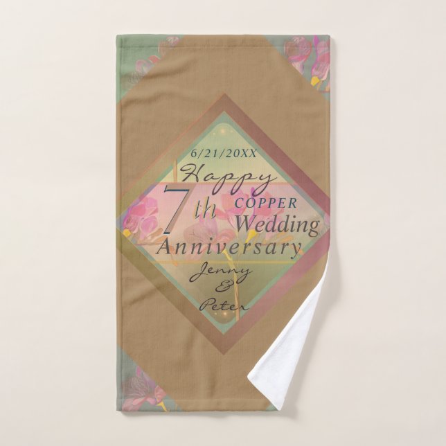7e Serviette d'anniversaire de la Frésie de cuivre (Serviette à main)