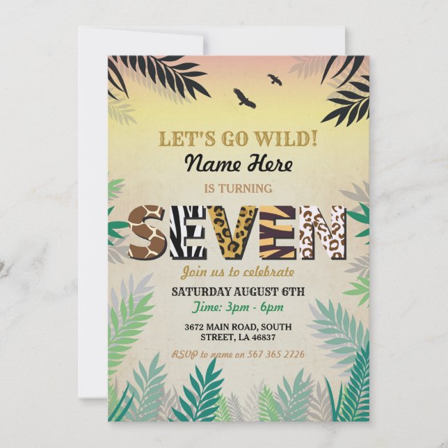 7ème Invitation de ZOO de safari de fête (Devant)