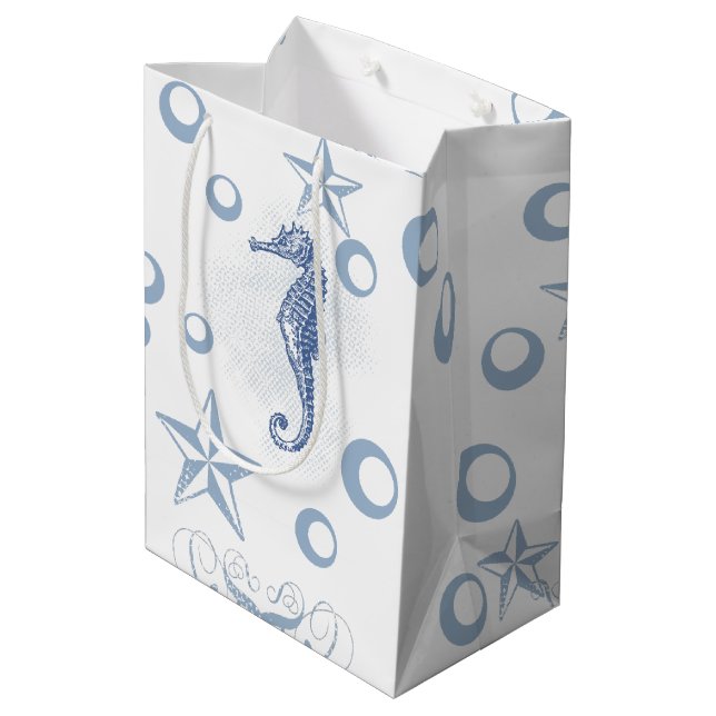 7lx4.5wx10h Mittlere Geschenktüte Seepferd Ocean B (Rückseite Schrägansicht)
