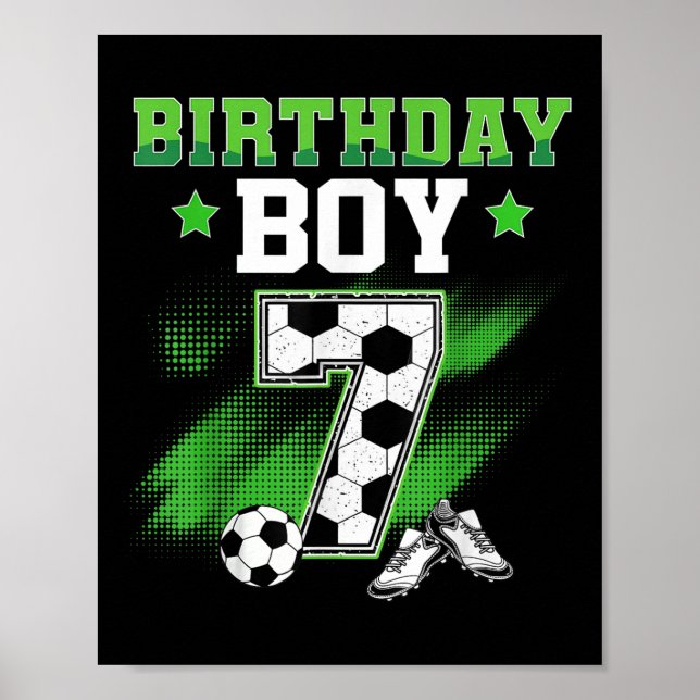 7th Birthday Boy Soccer 7 Year Old Sport 7yr Boys  Poster (Vorne)