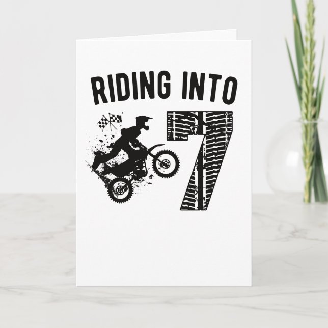 7th Birthday Gift Dirt Bike 7 Years Old Motocross Karte (Vorderseite)