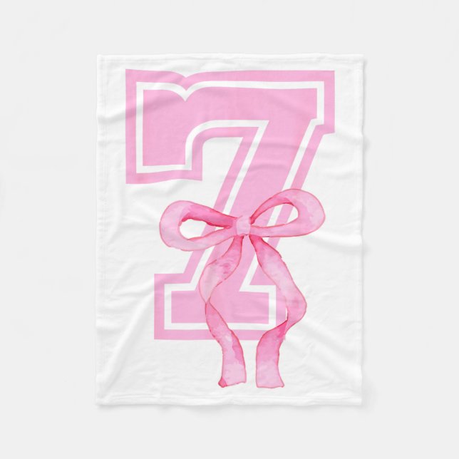 7th Birthday Girl Coquette Nk Bows Seven Years Old Fleecedecke (Vorderseite)