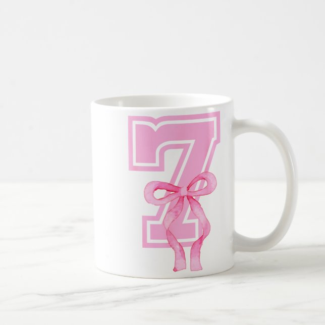7th Birthday Girl Coquette Nk Bows Seven Years Old Kaffeetasse (Rechts)