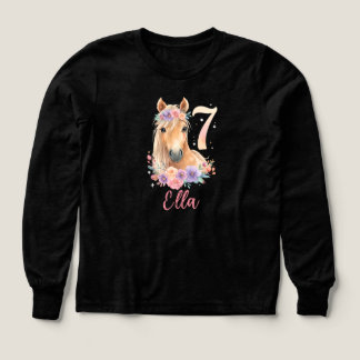 7th Birthday Girl Horse Pastel Pink Personalized 
