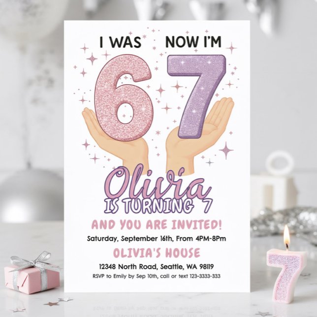 7th Birthday Girl Invitation Einladung (Von Creator hochgeladen)