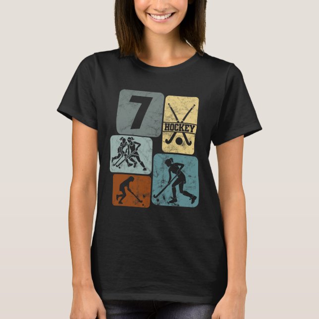 7th Birthday Girls Field Hockey 7 Years Of Hockey  T-Shirt (Vorderseite)