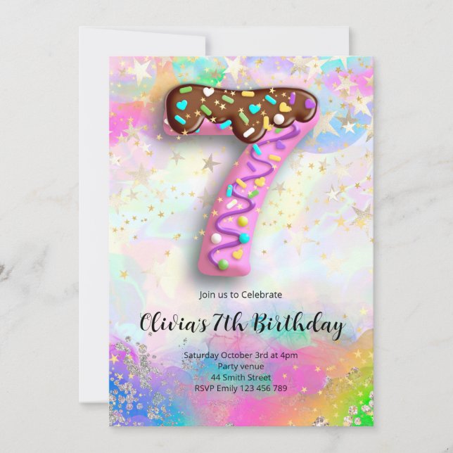 7th Birthday Girls Invitation (Devant)