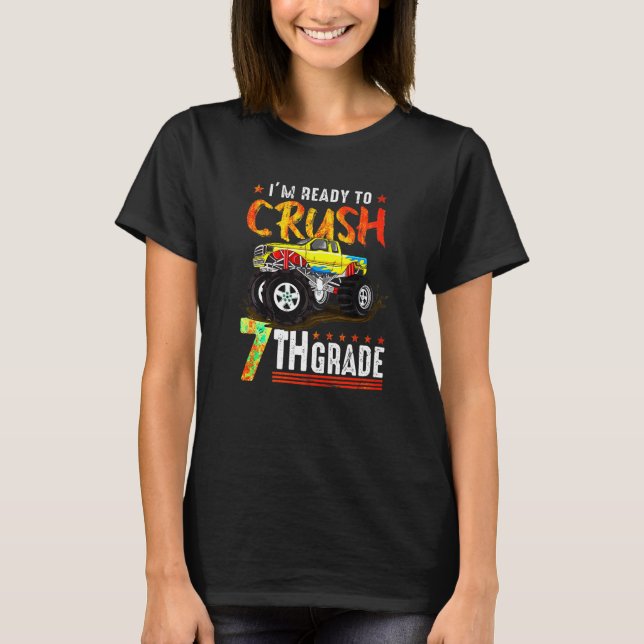 7th Grade 95 Crush Preschool Dinosaur Monster Truc T-Shirt (Vorderseite)