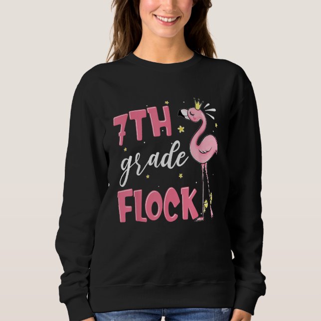 7th Grade Flock Flamingo Back To School Girls Sweatshirt (Vorderseite)