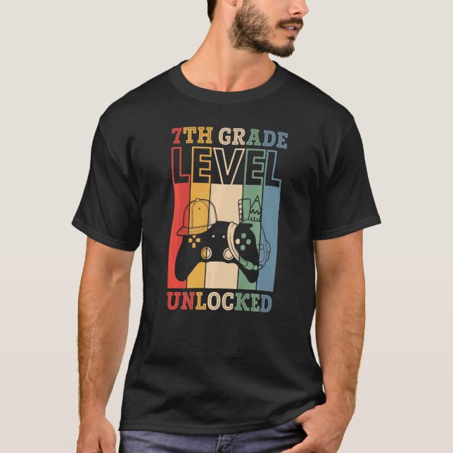 7th Grade Level Unlocked VideoGame Back to School  T-Shirt (Vorderseite)