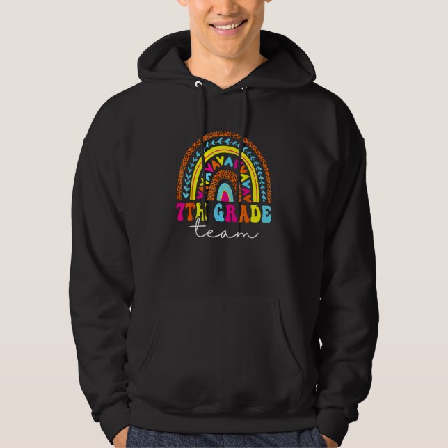 7th Grade Team Back To School Rainbow Teachers Kid Hoodie (Vorderseite)