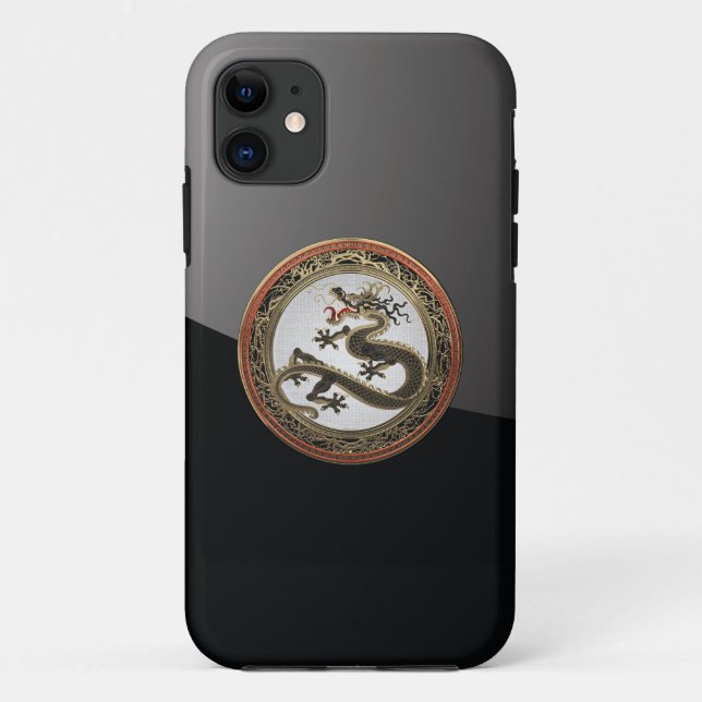 [800] Schwarzer und Gold Heiliger Ostdrache Case-Mate iPhone Hülle (Rückseite)