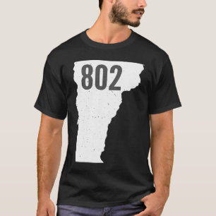 802 Vermont Area Code Pride Staat Kontur T-Shirt