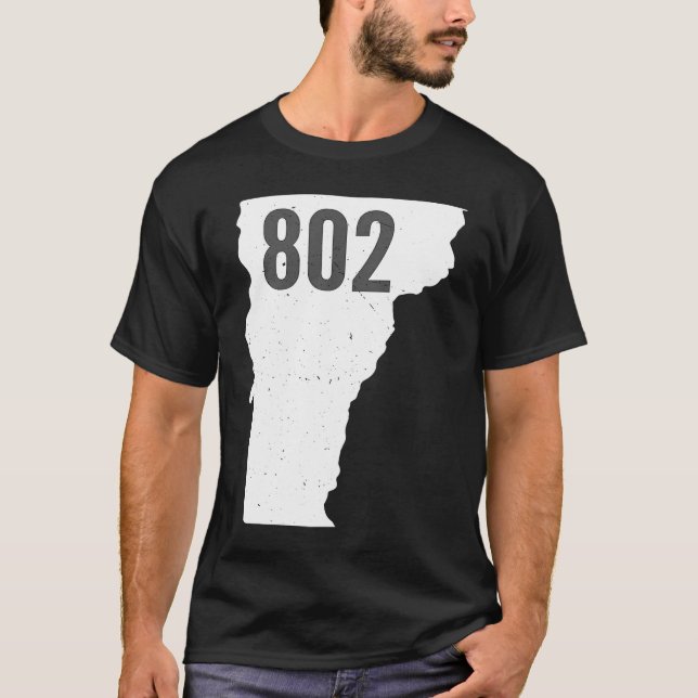 802 Vermont Area Code Pride Staat Kontur T-Shirt (Vorderseite)