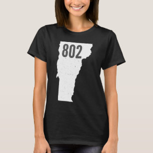 802 Vermont Area Code Pride Staat Kontur T-Shirt