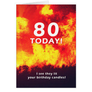 80 Anniversaire Humour de bougie de feu de forêt