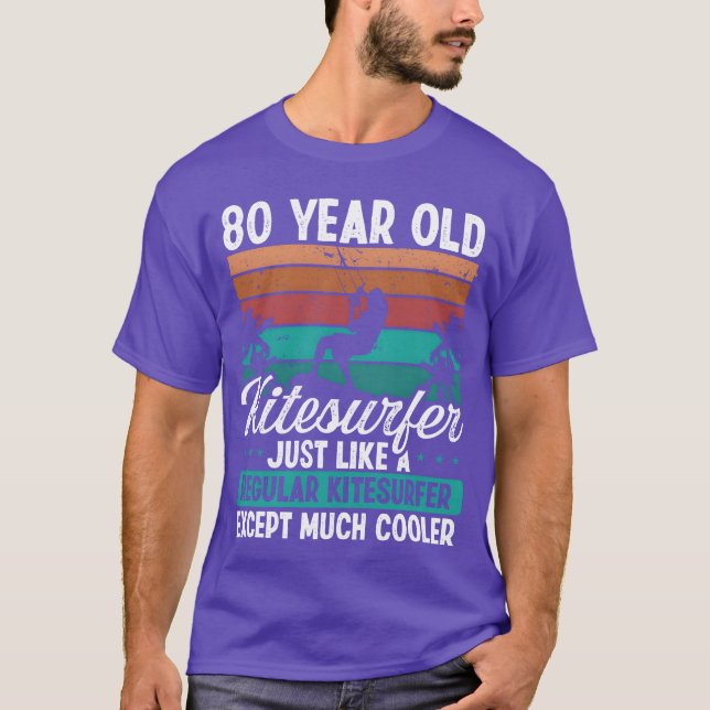 80 Birthday Kiteboarding 80 Years Old Kitesurfing  T-Shirt (Vorderseite)