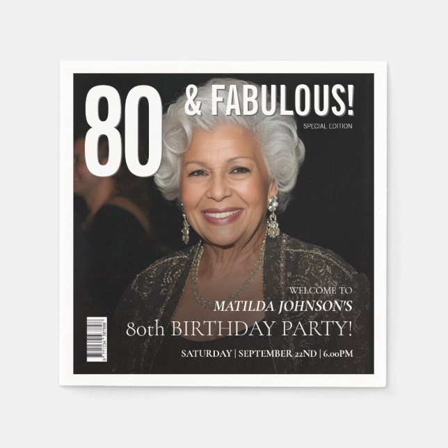 80 Fabulous Magazine Cover 80th Birthday  Serviette (Vorderseite)