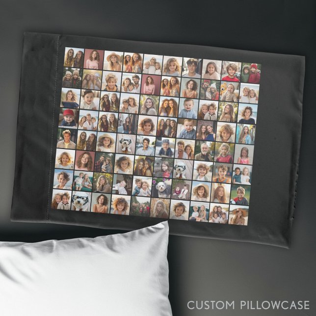 80 Foto Collage Black - Benutzerdefiniertes Bild Kissenbezug (Custom Photo Collage Pillowcase)