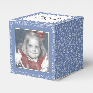 80. Foto Keepake - Blau/Weiß Zahlenmuster Geschenkschachtel