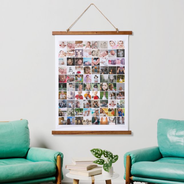 80 FotoCollage Einzigartiges Personalisiertes DIY  Wandteppich Mit Holzrahmen (Wohnzimmer)