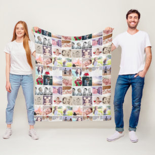80 Fotos Collage personalisiert (20 Wiederholung) Fleecedecke