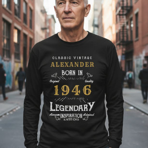80. Geburtstag 1946 Namen hinzufügen Schwarz Gold  T-Shirt