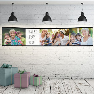 80. Geburtstag 4 Foto Personalisierter Streifen Banner