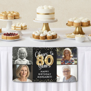 80. Geburtstag 4 Fotos Cheers to 80 Years Confetti Banner