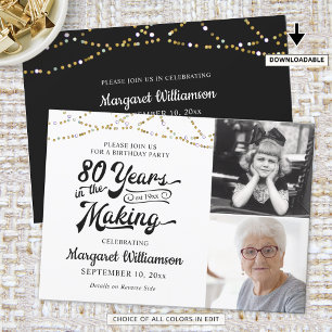 80. Geburtstag 80 JAHRE IM MAKING Black Gold Einladung