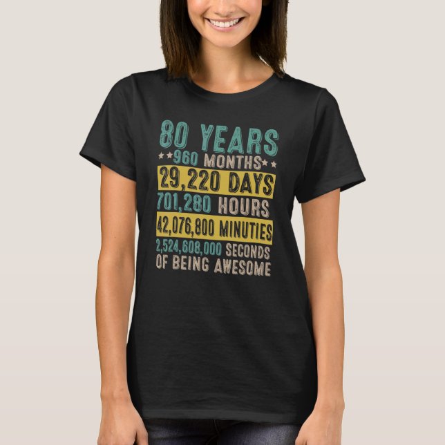 80. Geburtstag 80 Jahre Phantastischer Countdown T-Shirt (Vorderseite)