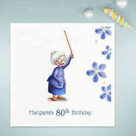 80. Geburtstag Aquarell Blumengroßmutter Serviette