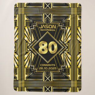 80. Geburtstag Art Deco Gold Black Great Gatsby Sherpadecke